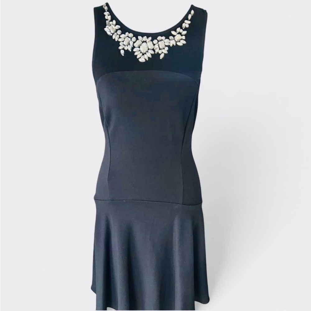 Express Black Mini Dress with Embellished Neckline - Picture 2 of 6